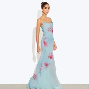 Rat & Boa Sky Blue Maxi Dress with Pink Accents